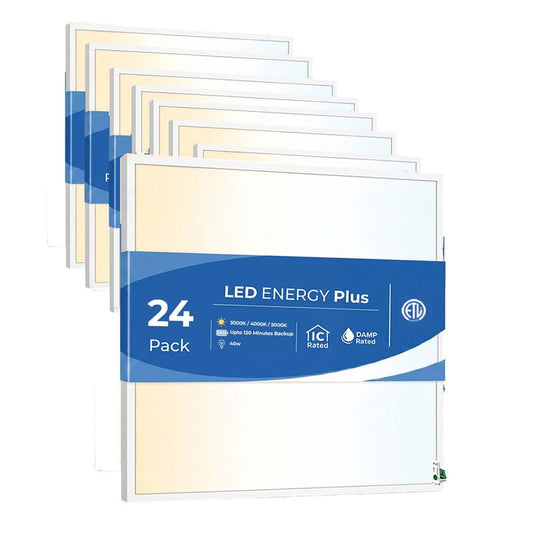 2X2 LED Flat Panel Light Emergency Battery Backup, 40W-3000K/4000K/5000K, 0-10V Dimmable, 4390 Lumens, LED Drop Ceiling Light, 100-277V, and UL Listed, Ultra Thin Back-Lit (24 Pack) - size: 24 Pack