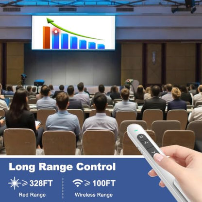 QUI Presentation Clicker with Volume Control, Wireless Presenter Remote | Plug & Play 2.4GHz USB Slide Advancer Compatible with Mac/Windows, Works with PowerPoint, Keynote, and Google Slides - color: White, size: S