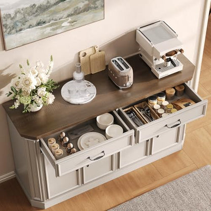 ONBRILL 55" Buffet Cabinet with 2 Storage Drawers, Wood Sideboard Off-White