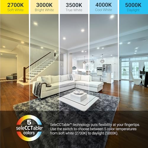 HALO LT 6 inch Baffle Canless LED Recessed Light 5CCT 750 lm | Low glare, IC rated, airtight, wet rated for soffit /shower light, 2700K-5000K, New Construction / Remodel, Dims to 10% - size: 6 inch, style: 5CCT New Version