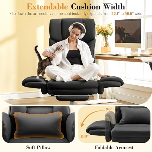 FelixKing Office Chair, Flip Armrests for Pets Criss Cross Legged, Black - color: Black