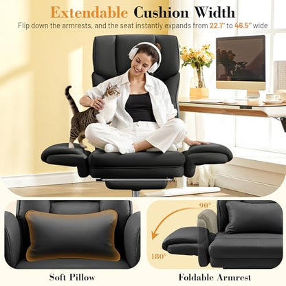 FelixKing Office Chair, Flip Armrests for Pets Criss Cross Legged, Black - color: Black