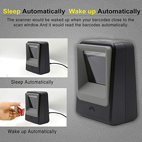 TEEMI TMSL-60 1D/2D Barcode Scanner, USB Hands-Free Desktop, Black - color: Black
