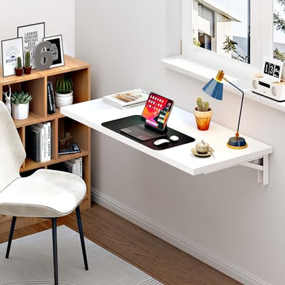 Need 47x20IN Wall Mounted Folding Table for Office Laundry White - color: White Desktop & White Folding Shelf Brackets, size: L47.2" * W20"