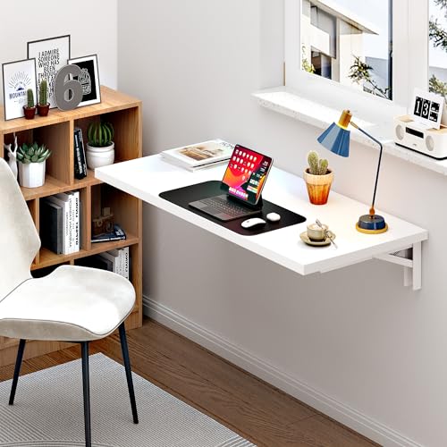 Need 47x20IN Wall Mounted Folding Table for Office Laundry White - color: White Desktop & White Folding Shelf Brackets, size: L47.2" * W20"