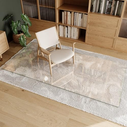 Koonmi Tempered Glass Chair Mat 40"x80" - Premium Office Chair Mat for Hardwood Floors & Low-Pile Carpet with 4 Non-Slip Pads - Thick Scratch-Resistant Surface - size: 40*80