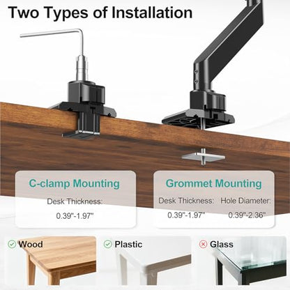 MOUNT PRO Heavy Duty Monitor Arm for 49 inch Ultrawide Screen up to 44 lbs, Single Desk Computer Mount Curved Monitor Stand for Samsung Odyssey G9, Adjustable Gas Spring VESA Mount 75x75 100x100 - size: Max 49", style: Single
