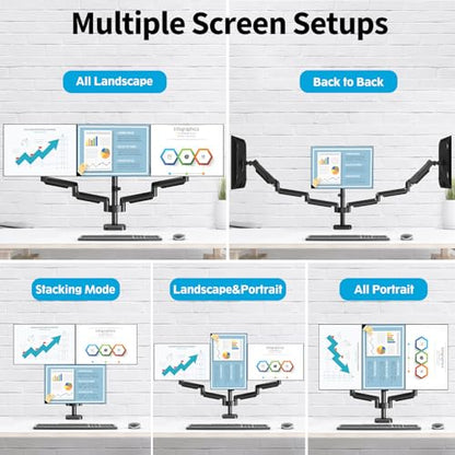 MOUNTUP Triple Monitor Mount for 17-32 inch Screens, Full Motion Triple Monitor Stand, 3 Monitors Desk Mount Holds 4.4-19.8 lbs Each, Clamp & Grommet Mounting, Black - size: Triple