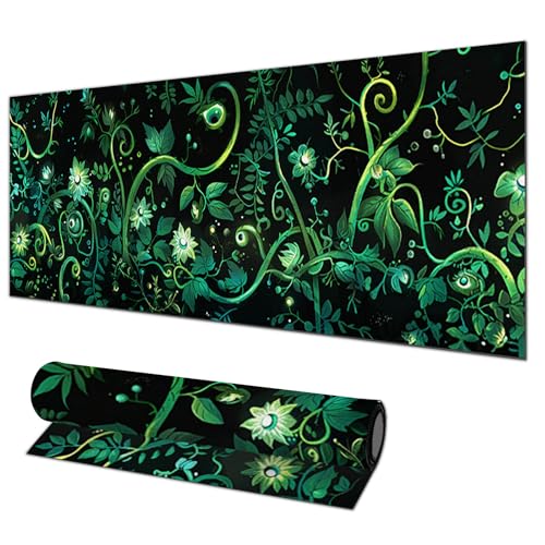 HOMETITUTE Large Mouse Pad 31.5x11.8 Inch Gaming Mousepad Green Vine Botanical Art Non-Slip Keyboard Desktop Protector Mat XL Mouse Pad for Home Office Laptop Wireless Mice Accessories - color: Green Vine Botanical Art