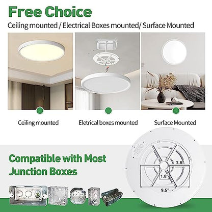 15.8Inch White LED Flush Mount Ceiling Light, 32W, 3480LM, 3CCT Selectable - color: White, size: 15.8" 1PK