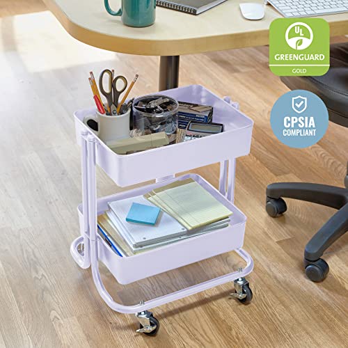 ECR4Kids 2-Tier Multipurpose Mobile Storage Utility Cart, White