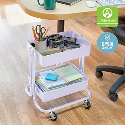 ECR4Kids 2-Tier Multipurpose Mobile Storage Utility Cart, White