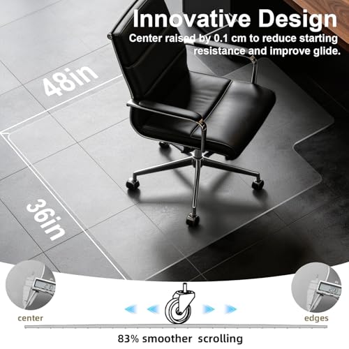Clear Chair Mat for Hard Floor, 36" x 48" Heavy Duty Desk Mat, Convex | Durable Thick PVC, Anti-slip Grip Backing, Smooth Rolling Surface, Scratch-resistant Surface - size: 36" x 48" Convex (for hard floors)
