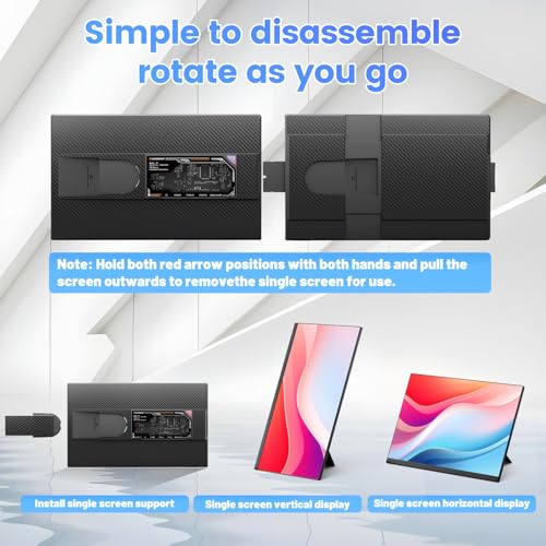 Teamgee 15.6" Laptop Screen Extender, Slim & Lightweight Portable Monitor for Laptop, Full HD IPS, 360° Rotating Stand, Detachable, USB-C Plug & Play, RGB Lighting, Thin Bezels - size: Screen 15.6