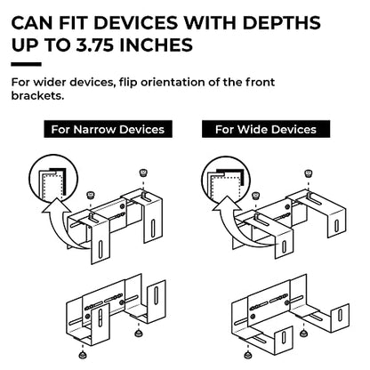 HumanCentric Adjustable Device Wall Mount, Cable Box & Modem Bracket | Adjustable Wall Adapter for Small, Wide & Narrow Devices, Cable Boxes, Modems, DVD Players, Mount on Wall Behind TV - size: Medium & Large