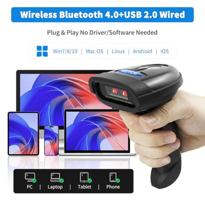 NETUM Bluetooth Barcode Scanner, Support 2.4G Wireless & Bluetooth & Wired - color: NT-1228BC