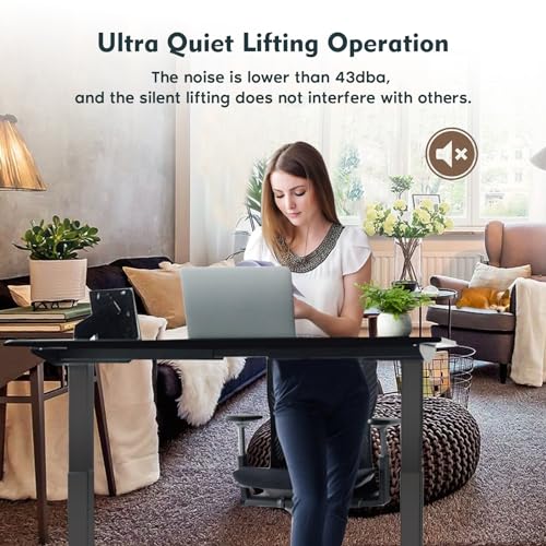 GCCSJ Dual Motor Standing Desk Frame, Sit Stand Up Desk Base Height Adjustable from 27.5" to 47", Ergonomic Adjustable Desk Legs for 47'' to 63'' Home & Office Desk Tops(Frame Only)