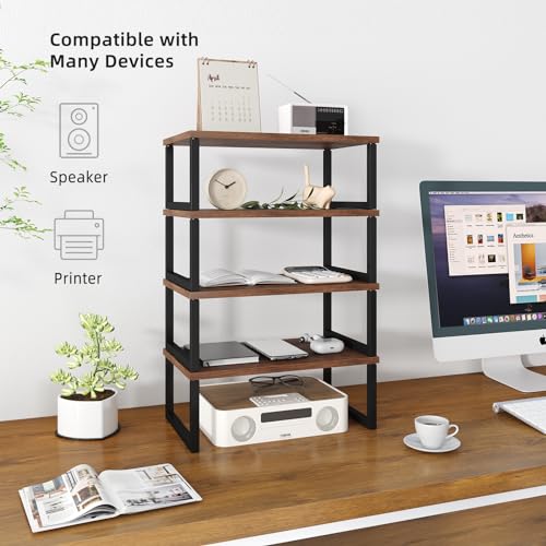 Simple Trending Wood Monitor Stand Riser, 2 Pack, Antique Brown | Desk Storage Organizer, Desktop Stand for PC/TV/Laptop/Printer , Sturdy Metal Frame, Waterproof, 29"W x 8.97"D x 5.43"H - size: 29"W x 8.97"D x 5.43"H