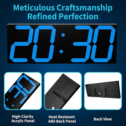 CHKOSDA 18.7 Inch Large Digital Wall Clock with GPS Auto-Sync Time - Blue | 164ft Visibility, No Wi-Fi, 8-Level Dimming, Timer, Remote, Wall-Mounted, for Living Room, Office, Classroom, Garage - color: 18.7" Gps Auto-sync Wall Clock-blue