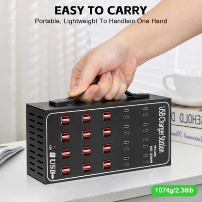 250W 50A USB Charging Station for Multiple Devices, 50 Port Fast USB Charger Block, Desktop Wall Fast Charger with Intelligent Protection, USΒ Power Strip Suitable for Home Office School