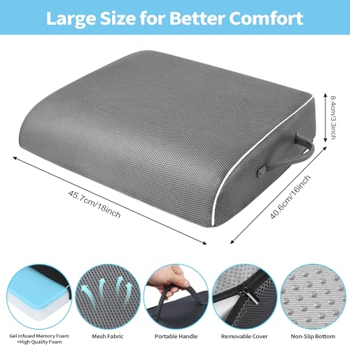 Large Memory Foam Seat Cushion, Non-Slip Cover Chair Pad for Tailbone Pain Relief & Soft Support, Suitable for Office Chairs, Car Seats, Airplane Seats, 3.3" - Grey - color: Grey, size: 18"x16"x3.3"