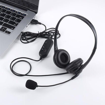 Computer USB Headset with Mic, Wired Headphones with Microphone for PC, Laptop (Black Slender) - color: black slender