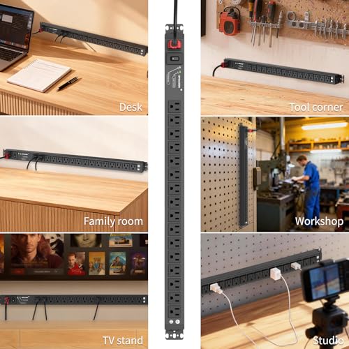 Surge Protector Power Strip, 16 Outlet Metal PDU Power Strip, 6 Feet - size: 6 FT
