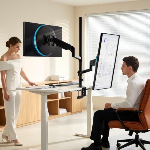 WALI Vertical Dual Monitor Mount for 13-40 inch Curved Screens, up to 22lbs - color: Black (Dual), size: 13"-40"
