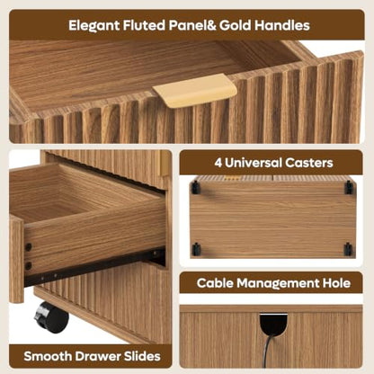 Bestier Office Storage Cabinet with 5 Drawer Adjustable Shelf, Brown - color: Brown
