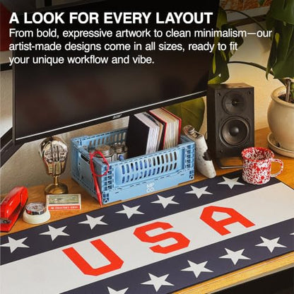 Star Spangled Banner Gaming Desk Pad, 36" x 17" Duraglyde Desk Mat | Western, Durable Surface, Non-Slip, Washable Fabric, Smooth Glide, Stable Grip, Large Keyboard and Mouse Pad for Everyday Use - color: Star Spangled Banner