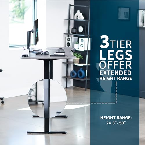 VIVO Dark Gray 63 x 32 in Standing Desk, DESK-KIT-2B1G - color: Dark Gray Top / Black Frame, size: 63 x 32
