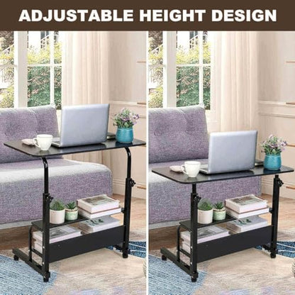 Adjustable Height Mobile Computer Desk with Wheels Black 31.5x15.7 Inch - color: Black