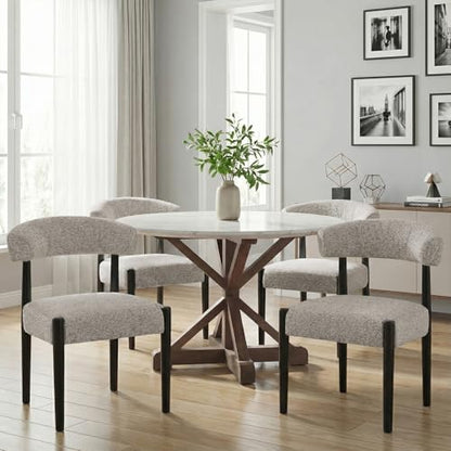 VKNOW Wooden Dining Chairs Set of 2 with Black Wood Legs, Curved Backrest - color: Brown(black Legs), size: Set of 2