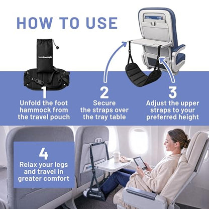 BASIC CONCEPTS Airplane Foot Hammock for Plane Travel Essentials - Airplane Travel Essentials, Long Flight Foot Rest - Plane Gadgets