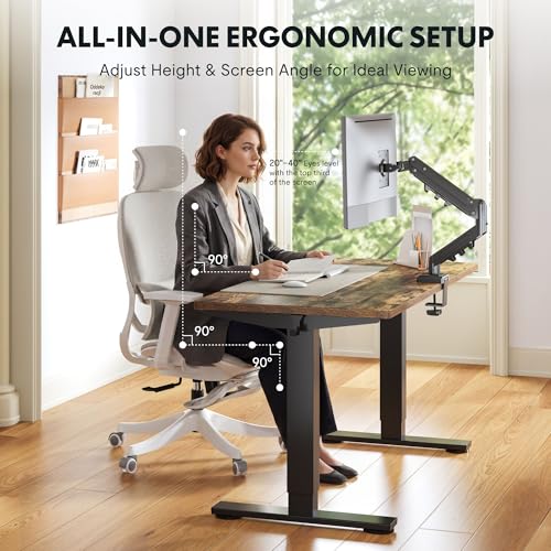 FLEXISPOT EN2 48"x24" Standing Desk Bundle with Monitor Mount, Rustic Brown - color: Black Frame + Rustic Brown, size: 48x24 | Monitor Arm