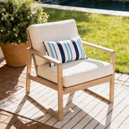 2 Pcs Outdoor Headrest Pillow for Patio Chaise Lounge 11"x16" | Navy Blue Striped Waterproof Pillows with Insert Adjustable Elastic Strap, Chair Head Resting Pillow for Recliner Beach Pool - color: Navy Blue Striped