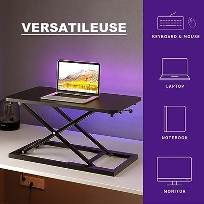Decoholic 24 inch Height Adjustable Standing Desk Converter（Black） | Scissors Lift Keyboard and Mouse Riser,Ergonomic Sit Stand Workstations，suitable to hold large/small items
