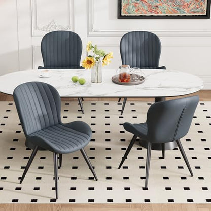 Dining Chairs Set of 6 Modern Fabric Dining Room Chairs Upholstered Dining Chairs with Thick Cushions Metal Legs Armless Back Chair for Kitchen and Living Room Charcoal Gray - color: Charcoal Gray (Fabric), size: Set of 6
