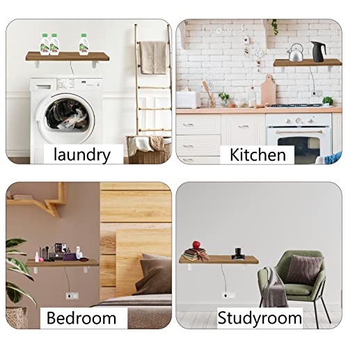 Pmnianhua 31'' Wall Mounted Drop Leaf Table, Folding Table, Fold Down Wall Desk, Floating Desk for Home Office, Small Space (Walnut) - color: Walnut