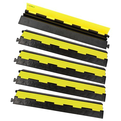 CXRCY 2 Channel Cable Protectors Ramp, 5Pack Cable Ramps, 22000lbs Capacity Heavy Duty Rubber Driveway Traffic Speed Bumps Hose Cord Cable Protector Ramp for Wire/Hose/Pipe Hider - size: 5 Pack 2 Channel
