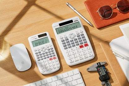 UNIONE Desktop (4.3 x 7inch) Scientific Calculator with 2-Line Display, 12-Digit LCD, Basic Caculator for Middle and High School Students College School Supplies (White-1) - color: WHITE-1