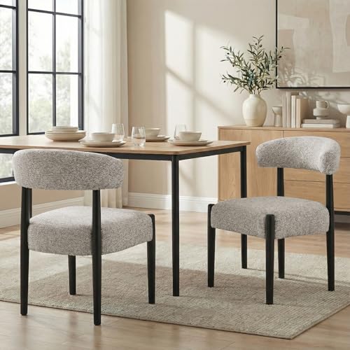 VKNOW Wooden Dining Chairs Set of 2 with Black Wood Legs, Curved Backrest - color: Brown(black Legs), size: Set of 2
