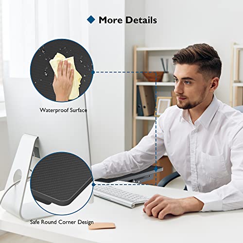 BONTEC Desk Extender Tray, 11.8 x 5.9 Inch, Black Carbon Fiber | 90° Foldable Elbow Support, Table Mount Arm Wrist Rest Shelf, Clamp on Computer Arm Rest, Easy to Install, Office & Home Use - color: Black Carbon Fiber, size: 11.8"*5.9"(30cm*15cm)