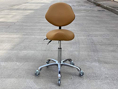Adjustable Saddle Stool Chairs with Back Support Ergonomic for Medical Clinic Studio Salon Office and Home (Camel) - color: Camel