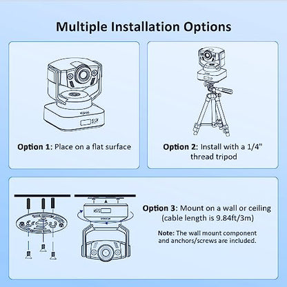 Zoom Certified, NexiGo N990 (Gen 2) 4K PTZ Webcam, Video Conference Camera System with 5X Digital Zoom, Sony_Starvis Sensor, Position Preset, Dual Stereo Mics, 3.5mm Audio Jacks for External Mics - color: Grey