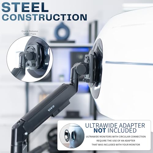 VIVO Heavy Duty Ultrawide Monitor Arm with Pole, 57 inch Screens up to 59.4 lbs, Desk Mount TV and Monitor Stand Designed for Samsung Odyssey Ark, Neo G9, ViewFinity S9, and More, Black, STAND-GT57T