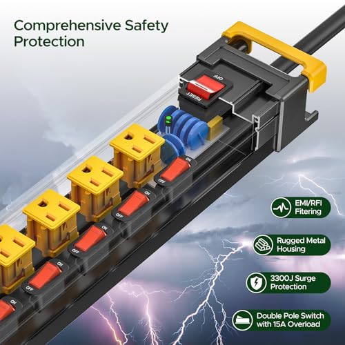 8 Outlet Heavy Duty Surge Protector Power Strip - size: 8 Outlet, style: 6FT