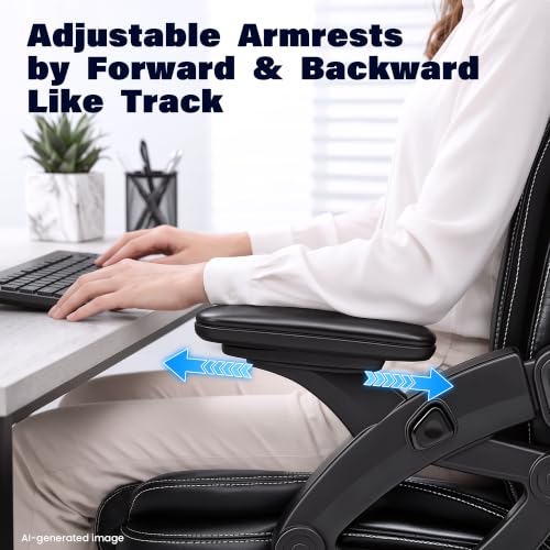 Ylzyxal Ergonomic Office Chair with Airbag Lumbar Support & Armrest, 90°-160° Recline Rolling Chair 440lb Capacity, Executive Office Desk Chairs Breathable Leather, Computer Chair with Silent Wheels - color: Black