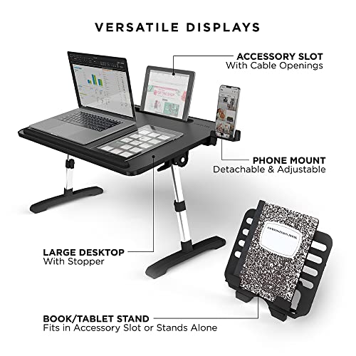 Limitless TotalDesk Portable Modern Workstation and Lap Desk with Adjustable Height & Tilt (Black) - color: Black