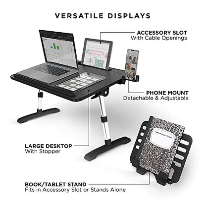 Limitless TotalDesk Portable Modern Workstation and Lap Desk with Adjustable Height & Tilt (Black) - color: Black
